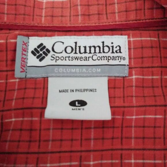 Columbia Large Orange Plaid Cotton Blend Hiking Shirt Short Sleeve. - Picture 4 of 4